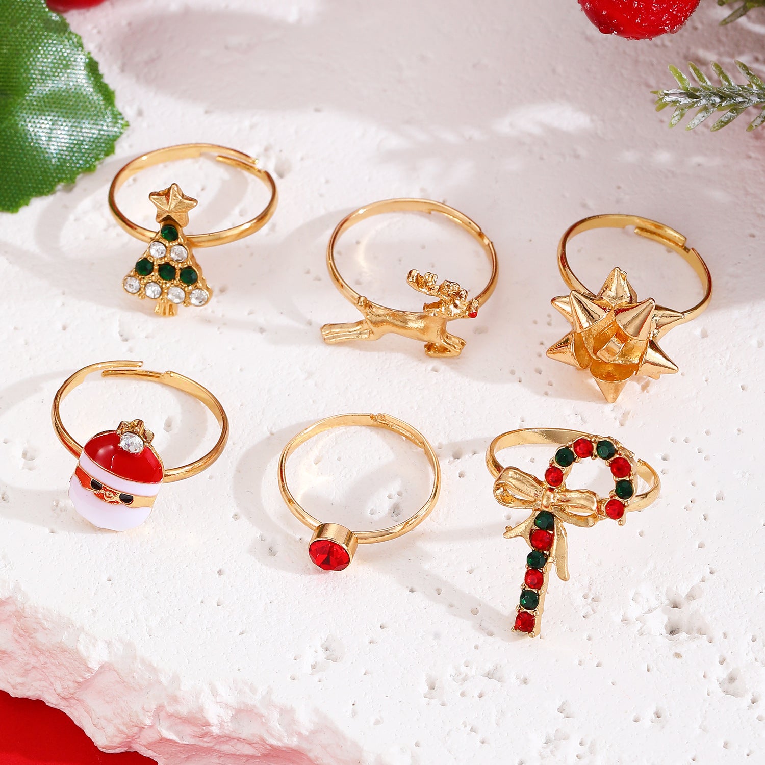 Six Set Christmas Ring Set