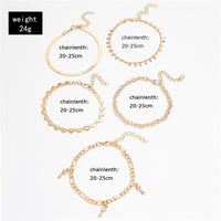 Set of Five Gold Anklets