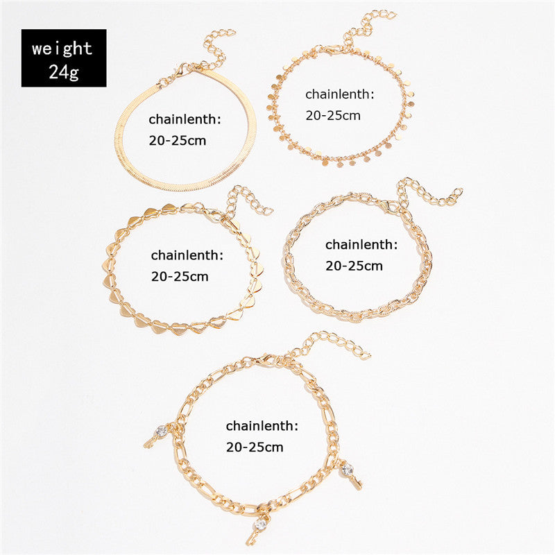 Set of Five Gold Anklets