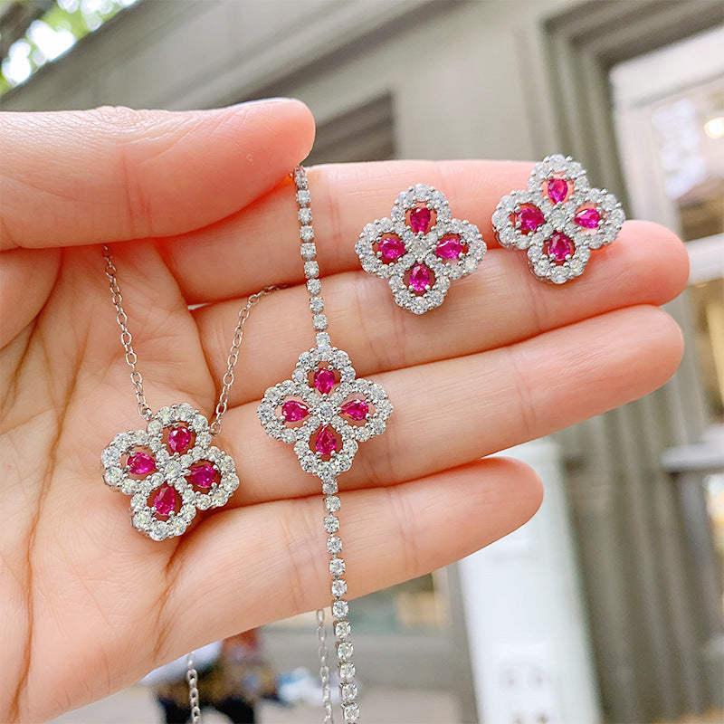 Ruby Clover Bracelet