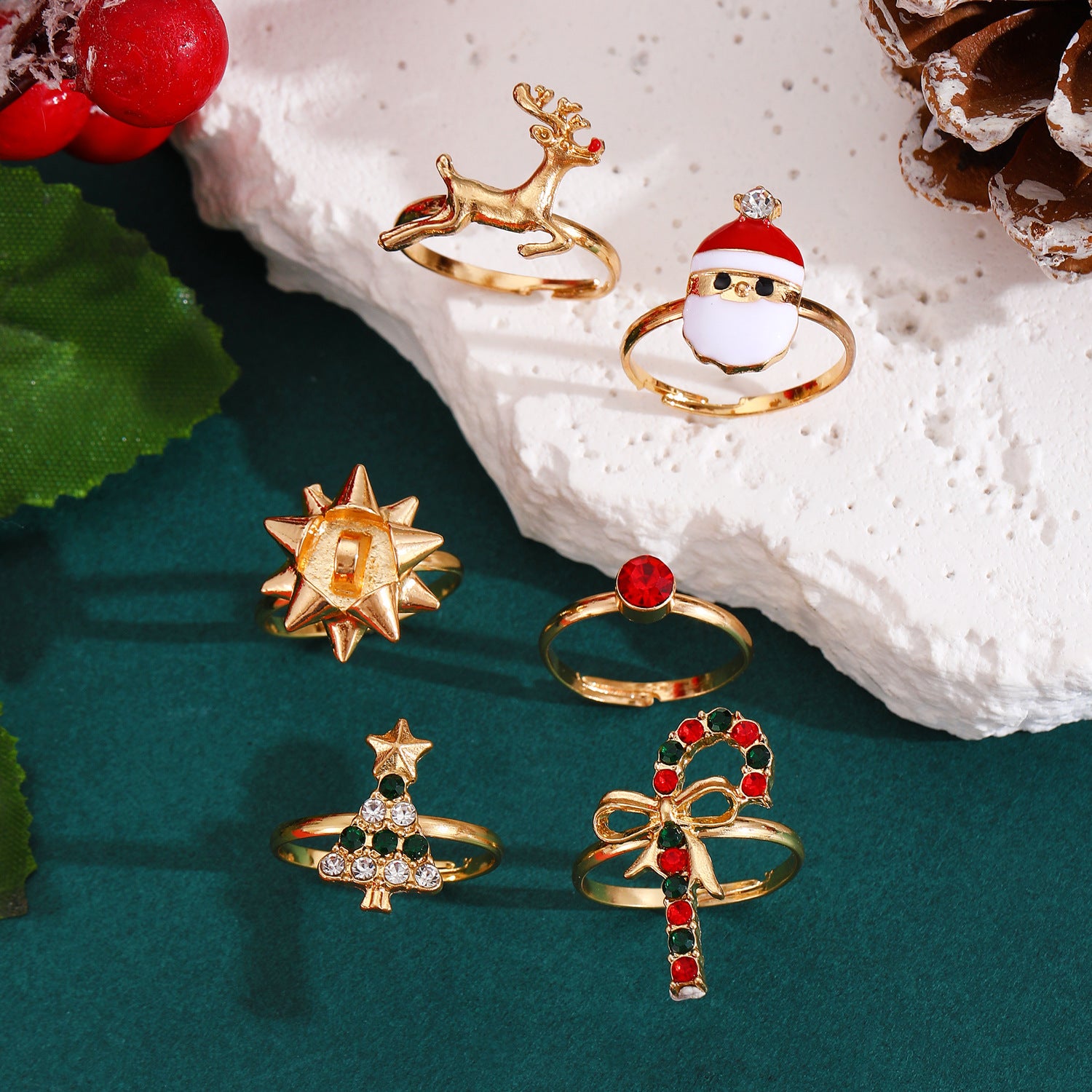 Six Set Christmas Ring Set