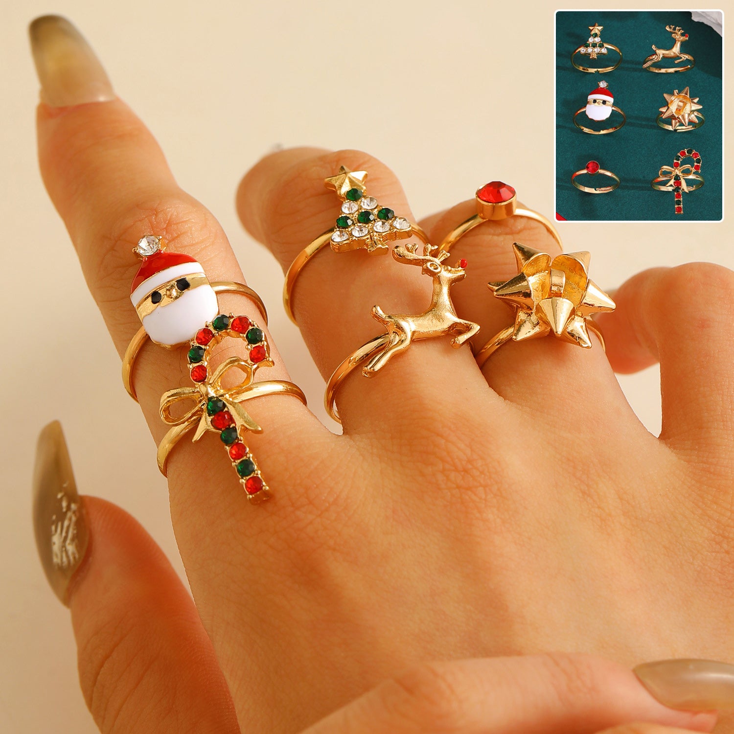 Six Set Christmas Ring Set